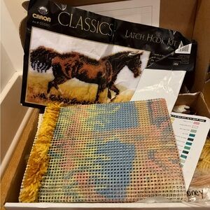 Large latch hook kit of galloping horse, 2’ x 3’